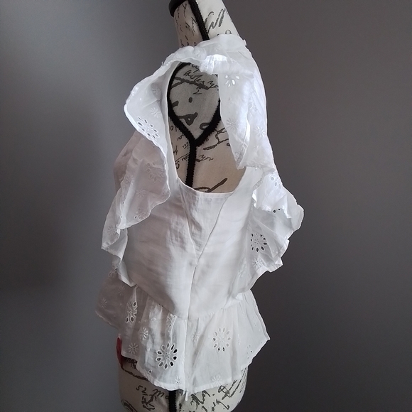 NWT FRAME White Eyelet Peplum Top - S - Picture 6 of 12